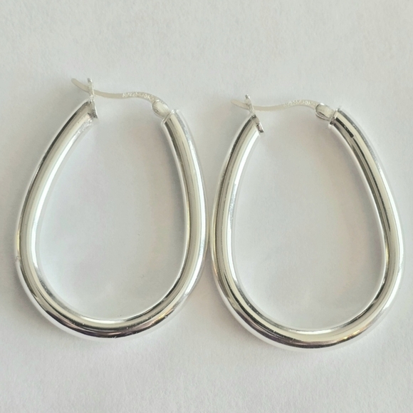 Argento Vivo Jewelry - Sterling Silver hoop earrings 925 long elongated tube elegant classic